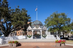 Photo of the gazebo of the historical downtown square in Ocala Florida on a beautiful sunny day