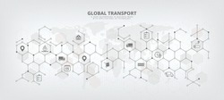 vector background image of global supply chain and logistics with concepts related to import export, distribution and international transport abstract with world map background and icons.