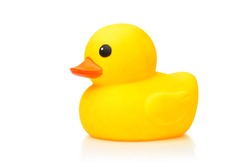 Yellow Rubber Duck isolated on white background, Clipping path.