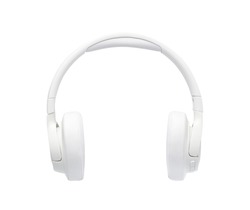 Front view of white Wireless Over-Ear (full size) headphones isolated on white background.