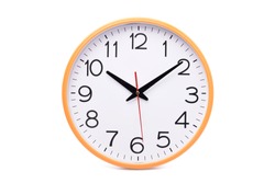 Modern wall clock isolated on white background with clipping path
