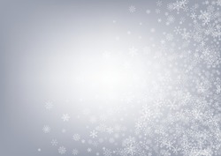 White Snow Vector Gray Background. magic Snowfall Wallpaper. Gray Holiday Banner. New Snowflake Holiday.