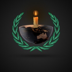international day of remembrance and tribute to the victims of terrorism, 21august, candle light on half earth with leaves, remembrance to the victims of terrorism, tribute to the victims of terrorism