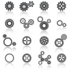 Abstract technology cogs wheels and gears icons set vector illustration