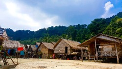 The wooden fishing boats and fisherman village in Koh Surin