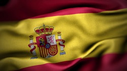 close up waving flag of Spain. flag symbols of Spain.