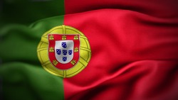 close up waving flag of Portugal. flag symbols of Portugal.