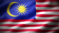 close up waving flag of Malaysia. flag symbols of Malaysia.