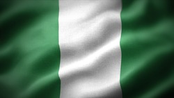 close up waving flag of Nigeria. flag symbols of Nigeria.
