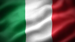 close up waving flag of Italy. flag symbols of Italy.