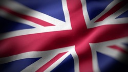 close up waving flag of United Kingdom. flag symbols of United Kingdom.
