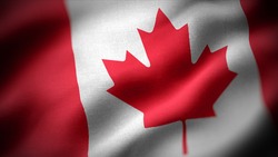 close up waving flag of Canada. flag symbols of Canada.