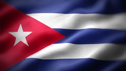 close up waving flag of Cuba. flag symbols of Cuba.