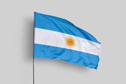 Argentina flag isolated on white background with clipping path. close up waving flag of Argentina. flag symbols of Argentina. Argentina flag frame with empty space for your text.