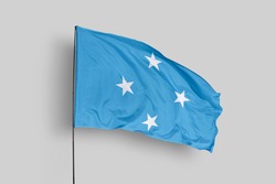 Micronesia flag isolated on white background with clipping path. close up waving flag of Micronesia. flag symbols of Micronesia. Micronesia flag frame with empty space for your text.