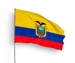 Ecuador flag isolated on white background with clipping path.