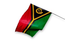 Vanuatu flag isolated on white background. close up waving flag of Vanuatu. flag symbols of Vanuatuan.