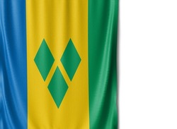 Saint Vincent flag isolated on white background. Close up of the Saint Vincent flag. flag symbols of Saint Vincent.