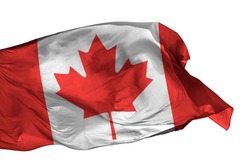 Canada flag isolated on white background. Close up waving flag of Canada. Flag of Canadian.