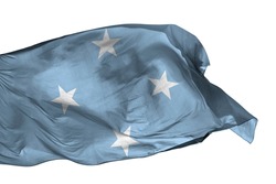 Micronesia flag isolated on white background. Close up waving flag of Micronesia. Flag of Micronesian.