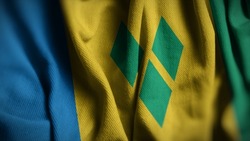 Close up of the Saint Vincent flag. Saint Vincent flag of background. Flag of Saint Vincent.