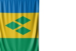 Saint Vincent flag isolated on white background. Close up of the Saint Vincent flag. flag symbols of Saint Vincent.