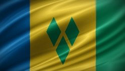 flag of Saint Vincent. Saint Vincent flag of background. A close up of the Saint Vincent flag.