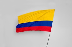 The Colombia flag is isolated on a white background with a clipping path. flag symbols of Colombia. flag frame with empty space for your text.