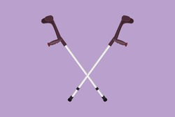 Cartoon flat style drawing crutches icon. Elbow crutch, telescopic metal crutch. Medical equipment rehabilitation for people with diseases of musculoskeletal system. Graphic design vector illustration