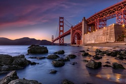 Golden Gate Bridge during sunset new San Fransisco, USA