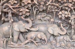 wooden sculpture work in elephant pattern, beautiful wooden sculpture work in elephant pattern
