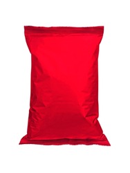 Red Packaging for food, chips, crackers, sweets, mockup for your design and advertising, an empty packaging form