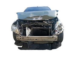 The front of the car was damaged in a road accident