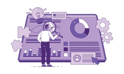 This colorful illustration depicts a research  development project manager, who deals with fundamental research, technology development, advanced development, etc.