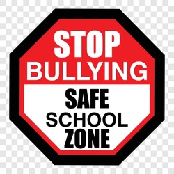 STOP BULLYING, safe school zone, sign vector