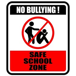 No Bullying, safe school zone, sign vector