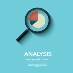 Business Analysis symbol with magnifying glass icon and pie chart. Eps10 vector illustration