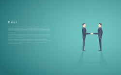 Business deal symbol with two businessmen handshake. Partnership concept vector background. Eps10 vector illustration.