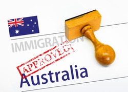 Approved Immigration Australia application form with rubber stamp 
