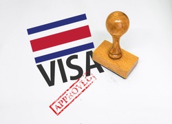  Costa Rica Visa Approved with Rubber Stamp and flag
