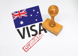 Australia Visa Approved with Rubber Stamp and flag