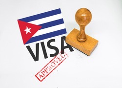 Cuba Visa Approved with Rubber Stamp and fla