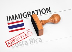 Approved Immigration Costa Rica application form with rubber stamp