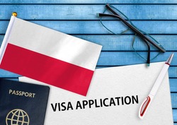 Visa application form and flag of Poland