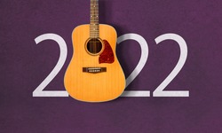 happy new year 2022. year 2022 with Acoustic guitar 