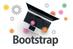Laptop on word Bootstrap. Bootstrap CSS framework .