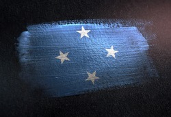 Federated States of Micronesia Flag Made of Metallic Brush Paint on Grunge Dark Wall