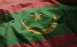 Mauritania Flag Rumpled Close Up 