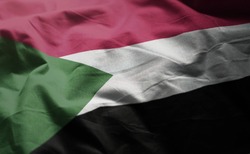 Sudan Flag Rumpled Close Up 