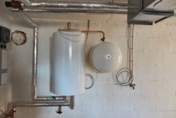 Boiler room in the basement with heating system with pressure expansion system